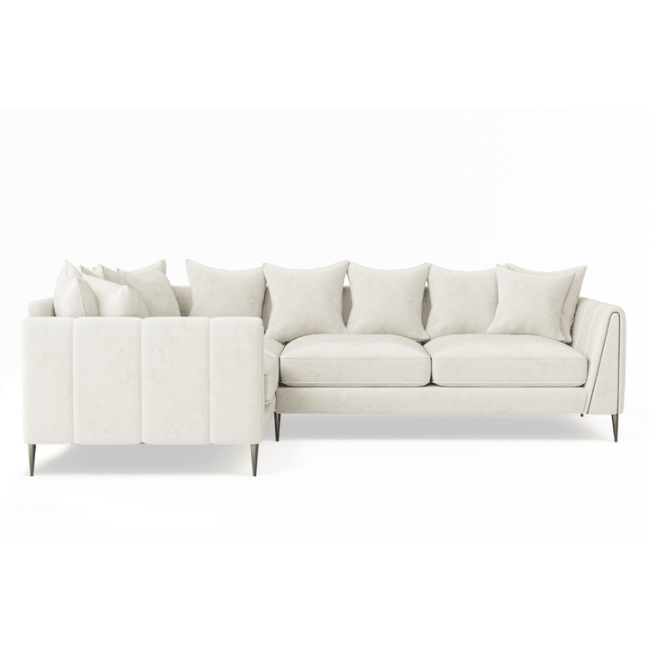 Alaina Cream Velvet Scatter Back Left Hand Facing Corner Sofa with Black Legs Sofa 