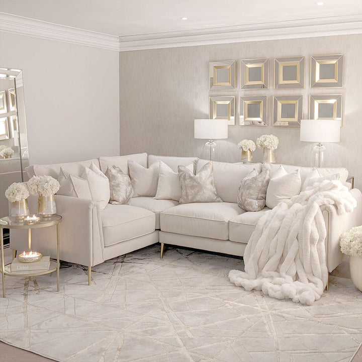 Alaina Cream Velvet Sofa Range with Gold Legs MTO Sofa 