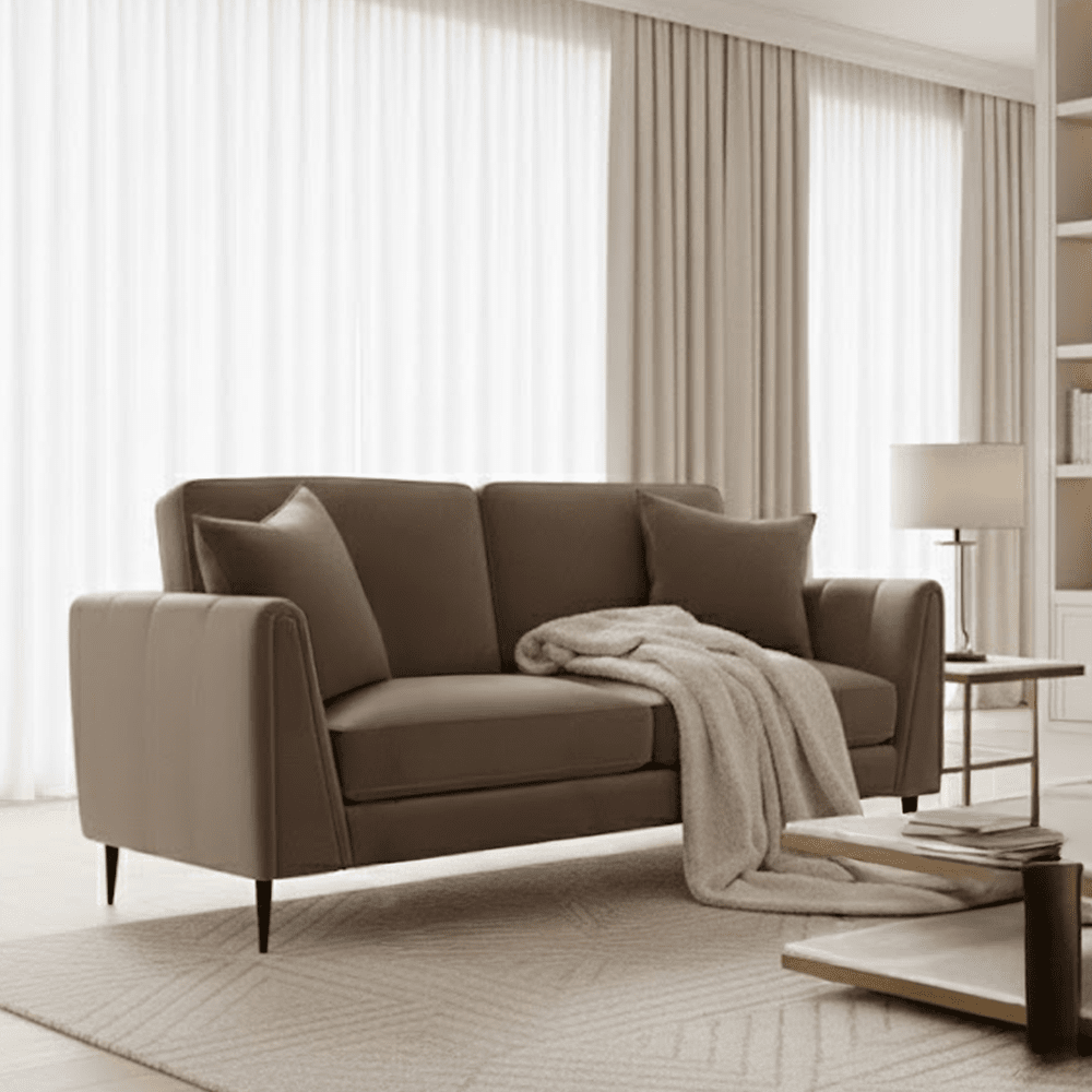 Alaina Mink Velvet 3 Seater Sofa Sofa with Black Legs Sofa 