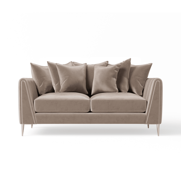 Alaina Mink Velvet Sofa Range with Gold Legs Sofa 2 Seater Sofa Pillow Back 