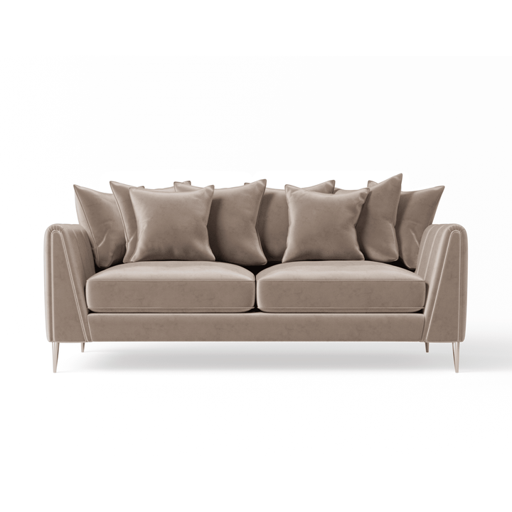 Alaina Mink Velvet Sofa Range with Gold Legs Sofa 3 Seater Sofa Pillow Back 