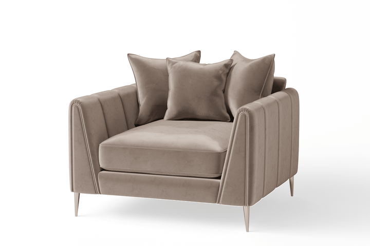 Alaina Mink Velvet Sofa Range with Gold Legs Sofa Armchair Pillow Back 