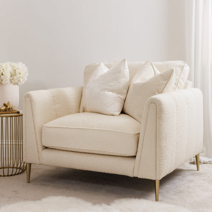 Alaina Soft White Bouclé Sofa Range - Armchair MTO Sofa 