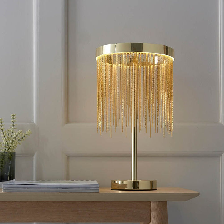 Alani Gold Tasselled Table Lamp Lighting 