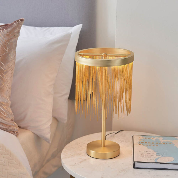 Alani Gold Tasselled Table Lamp Lighting 