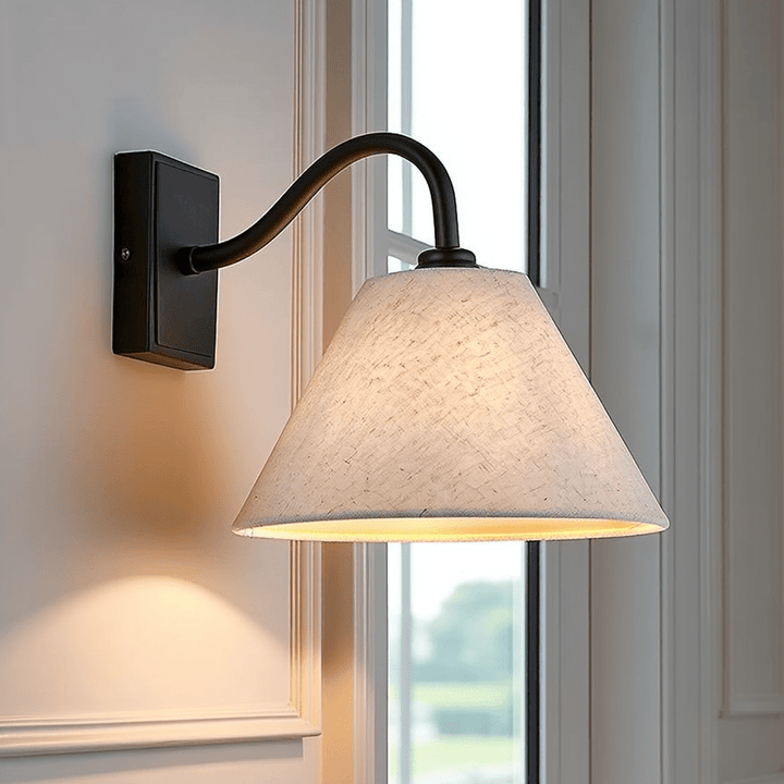 Alba Black Wall Lamp with Ivory Shade Lighting 