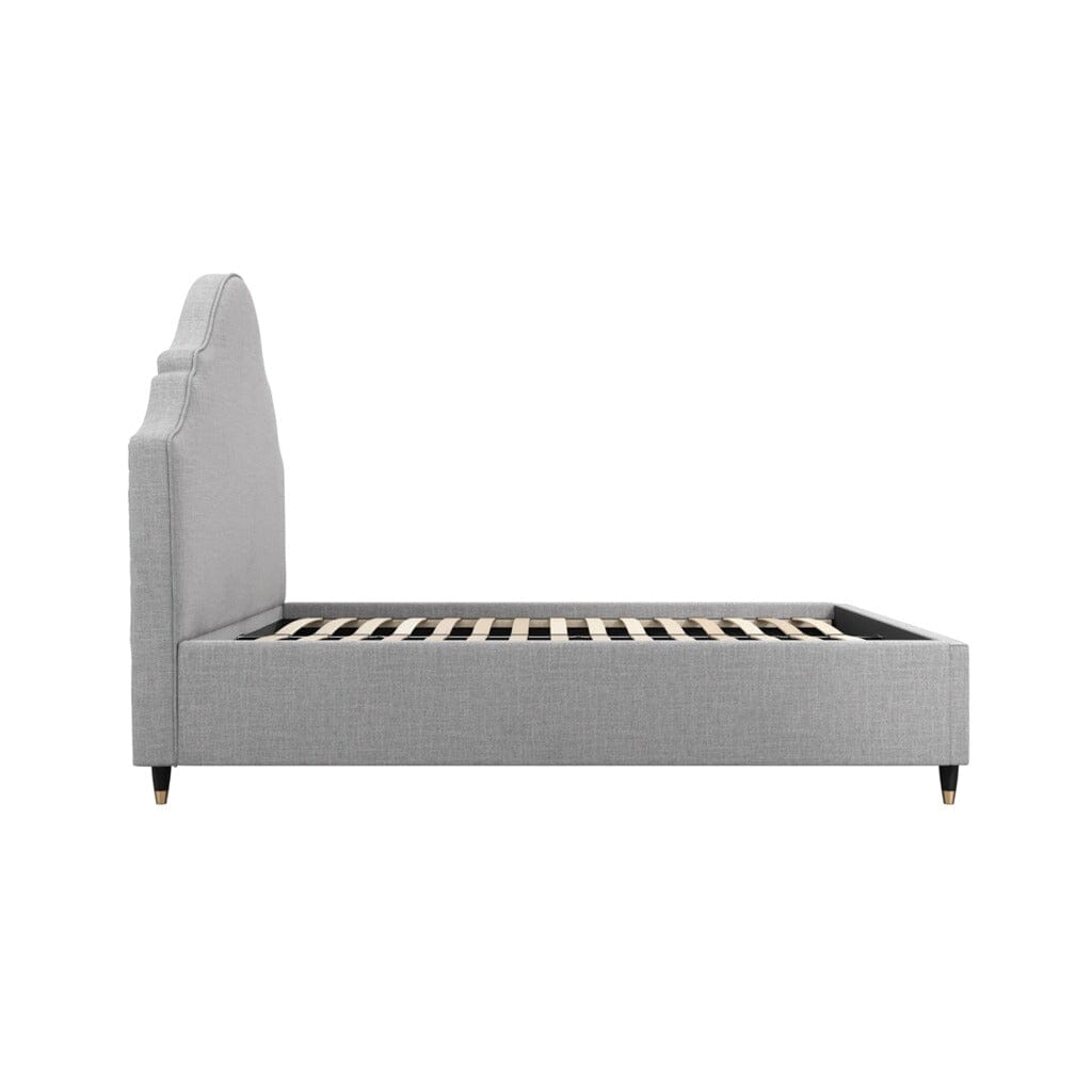 Albin Light Grey Ornate Headboard Bed 