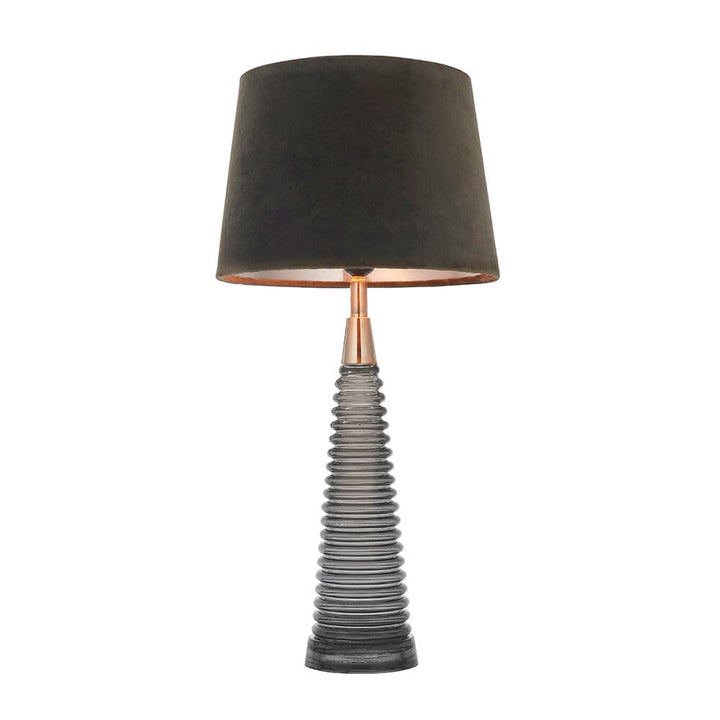 Alea Deep Grey Ribbed Table Lamp with Black Shade Lighting 