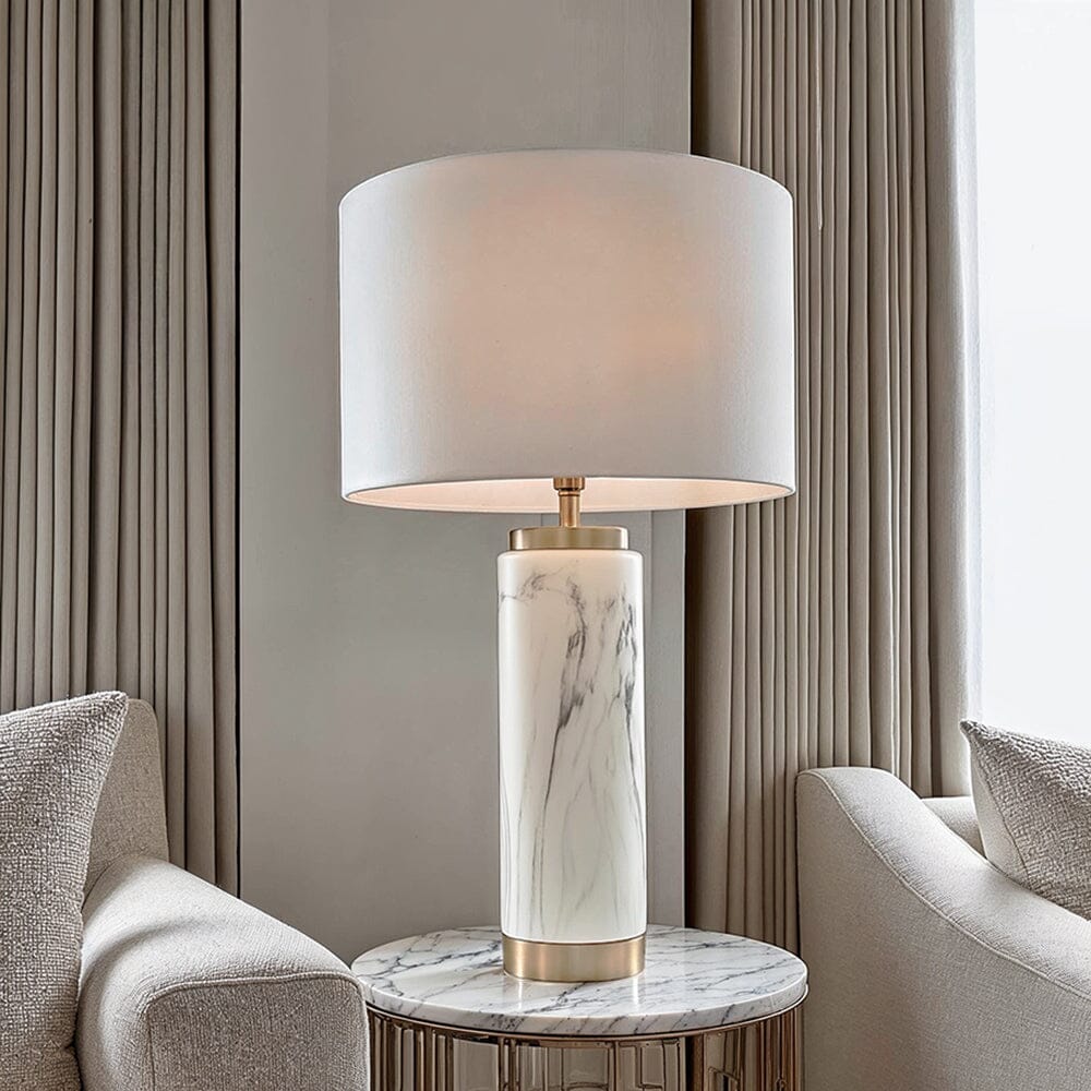 Alessia Marble Effect Ceramic Table Lamp Lighting 