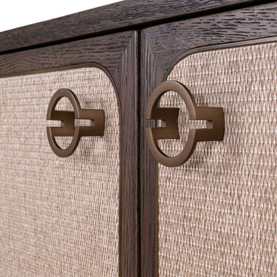 Alexandra Luxury Linen & Dark Brown Oak 2 Door Sideboard Furniture 