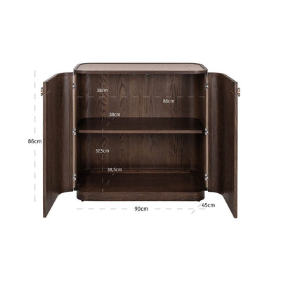 Alexandra Luxury Linen & Dark Brown Oak 2 Door Sideboard Furniture 