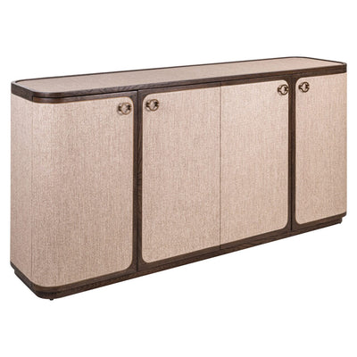 Alexandra Luxury Linen & Dark Brown Oak 4 Door Sideboard Furniture 