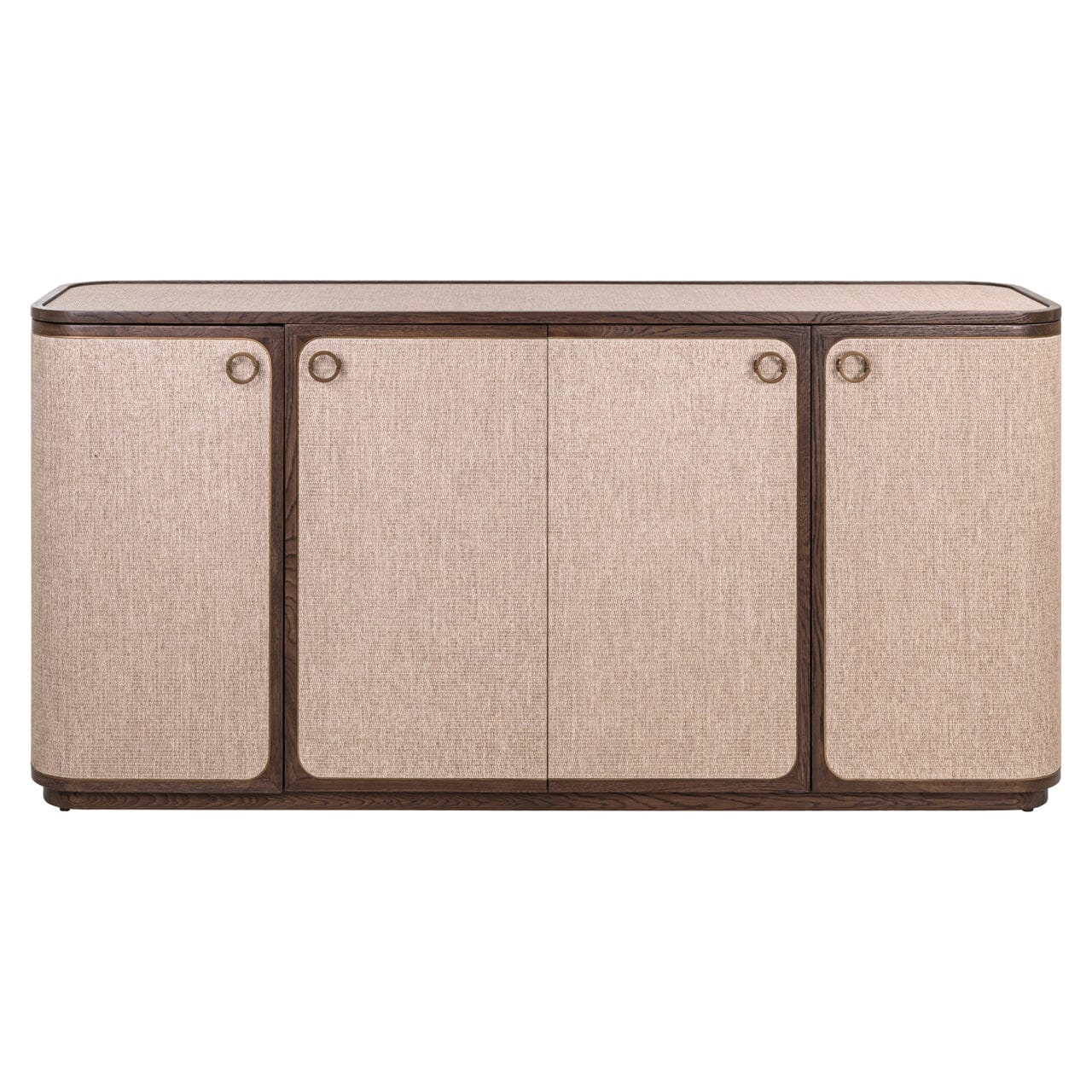 Alexandra Luxury Linen & Dark Brown Oak 4 Door Sideboard Furniture 