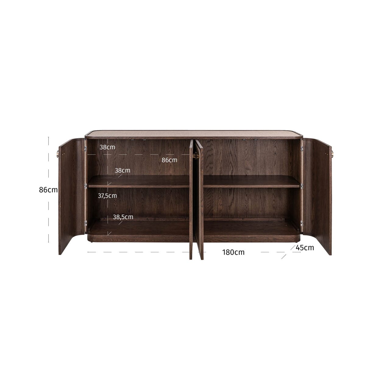 Alexandra Luxury Linen & Dark Brown Oak 4 Door Sideboard Furniture 