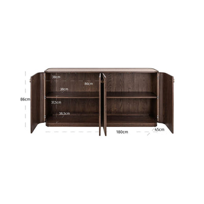 Alexandra Luxury Linen & Dark Brown Oak 4 Door Sideboard Furniture 