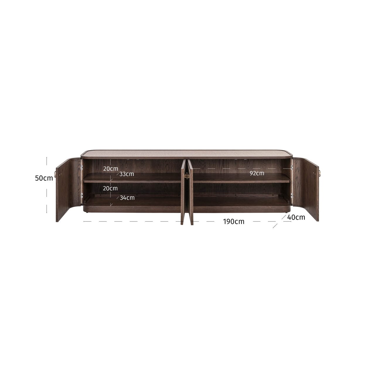 Alexandra Luxury Linen & Dark Brown Oak 4 Door TV Unit Furniture 