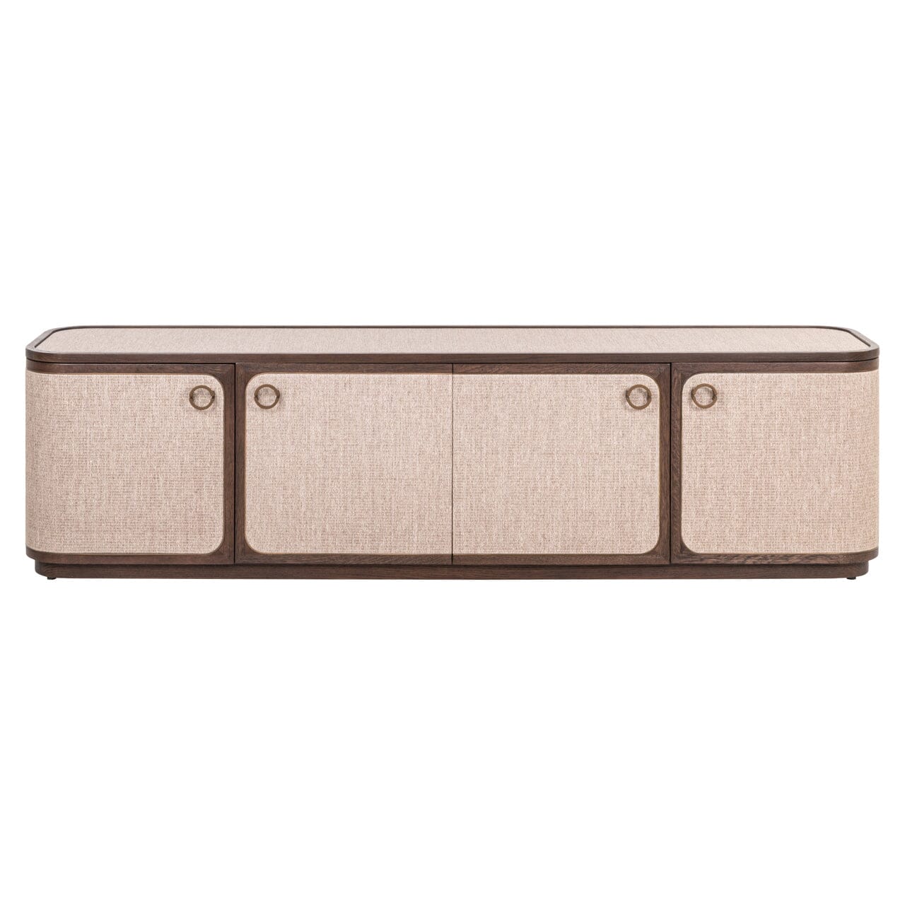 Alexandra Luxury Linen & Dark Brown Oak 4 Door TV Unit Furniture 