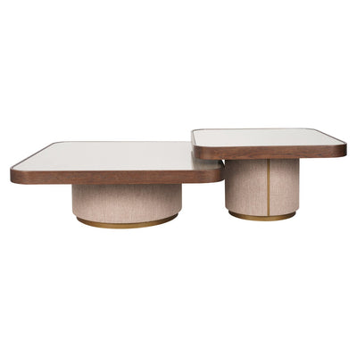 Alexandra Luxury Linen & Dark Brown Oak Coffee Tables - Set of 2 Furniture 