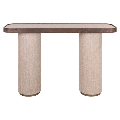 Alexandra Luxury Linen & Dark Brown Oak Console Table Furniture 