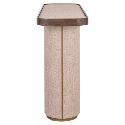 Alexandra Luxury Linen & Dark Brown Oak Console Table Furniture 