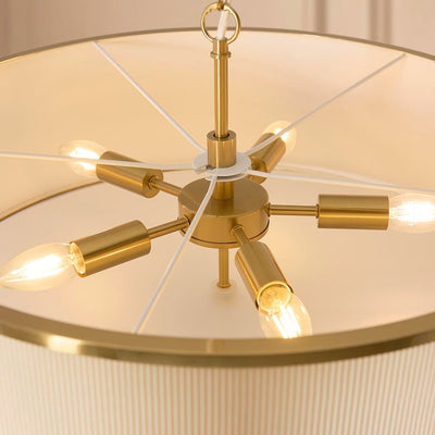 Alexis Cream Pleated & Gold 5 Light Ceiling Light Lighting 