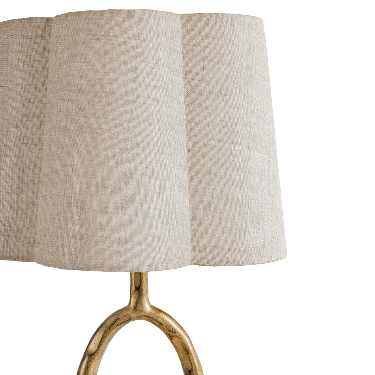 Alfie Gold Table Lamp with Scalloped Linen Shade Lighting 