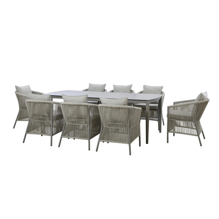 Algarve Outdoor Cream & Taupe Rope Weave 8 Seater Dining Set Outdoor 