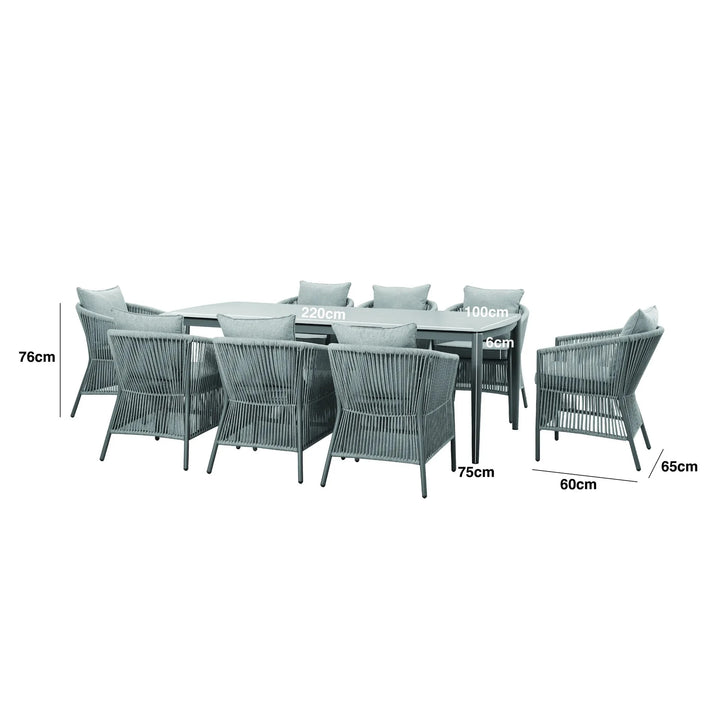 Algarve Outdoor Cream & Taupe Rope Weave 8 Seater Dining Set Outdoor 