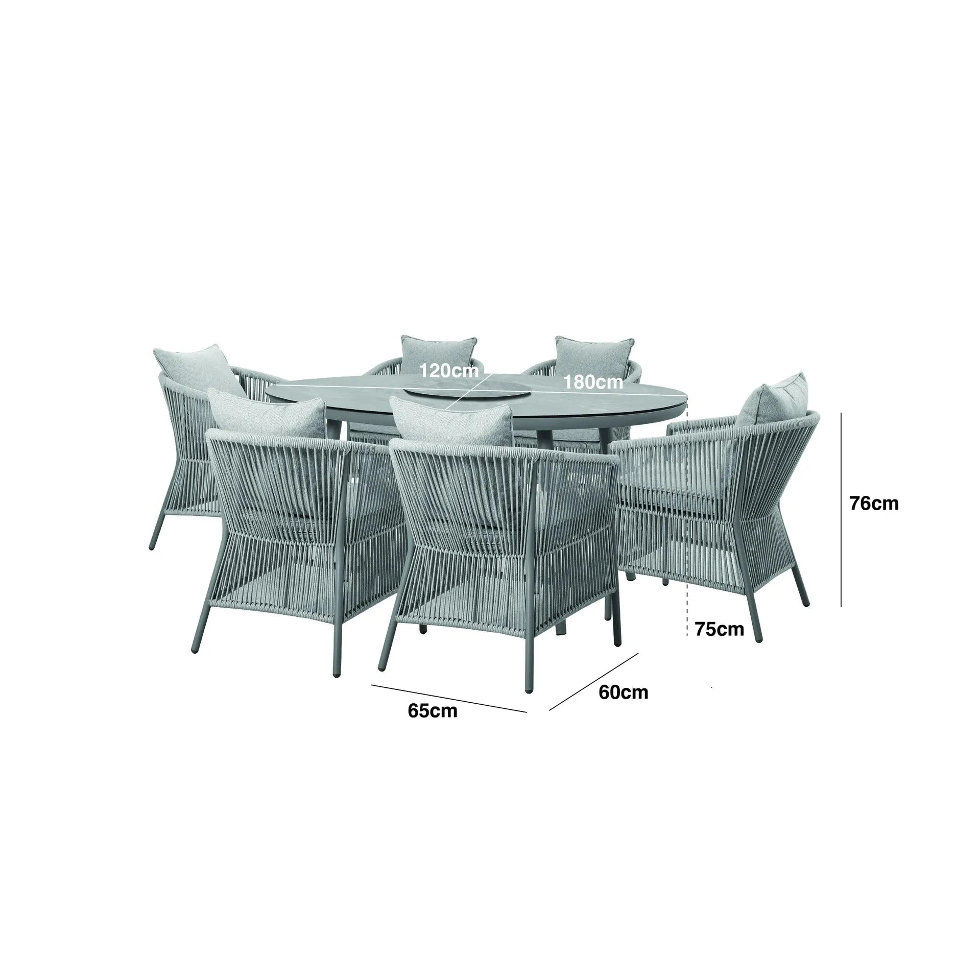 Algarve Outdoor Cream & Taupe Rope Weave Oval 6 Seater Dining Set Outdoor 