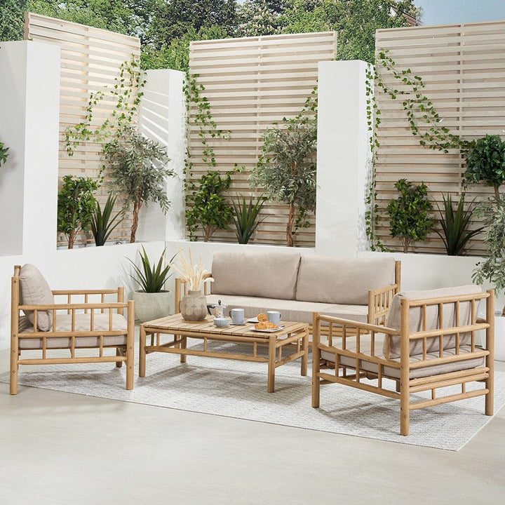 Alicante Natural Bamboo Style Outdoor Lounge Sofa Set Outdoor 