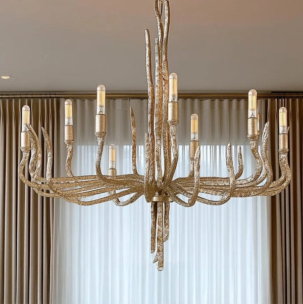 Alicia Champagne Gold Large Statement 6 Light Pendant Ceiling Light Lighting 