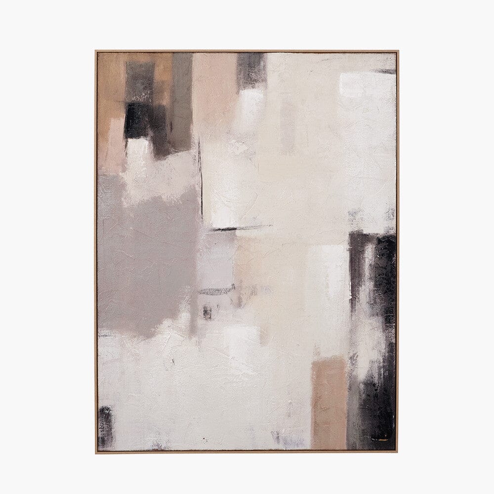 Alisona Neutral & Grey Textured Abstract Canvas with Natural Frame Accessories 