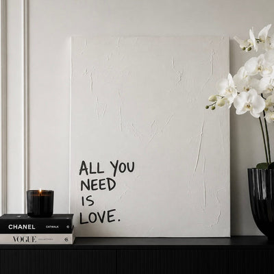 All you Need is Love' White Textured Canvas Wall Art Accessories 