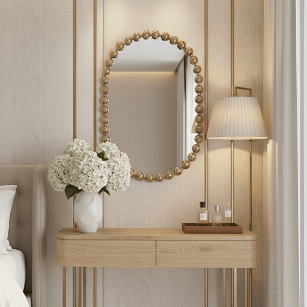 Allure Gold Oval Beaded Wall Mirror Accessories 