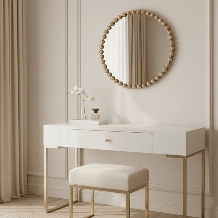 Allure Gold Round Beaded Wall Mirror Accessories 