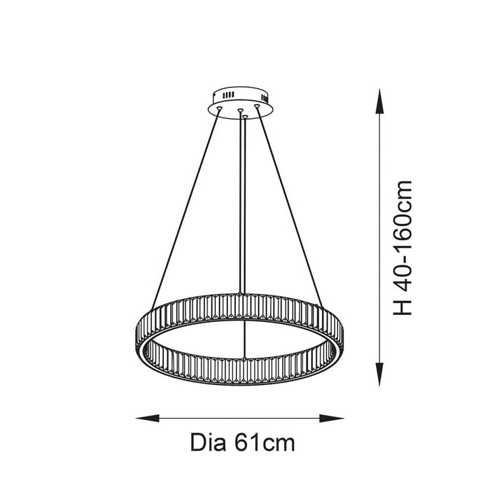 Alma Crystal Glass LED Ring Pendant Ceiling Light Lighting 