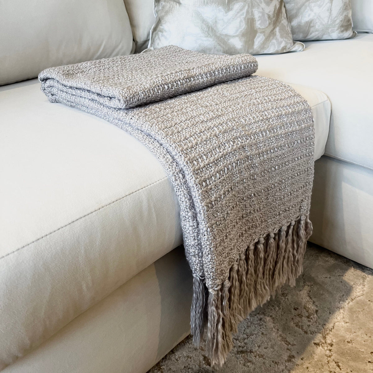 Almo Natural Textured Tasselled Throw Textiles 