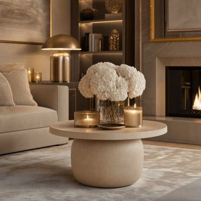 Almundi Matte Beige Round Coffee Table Furniture 