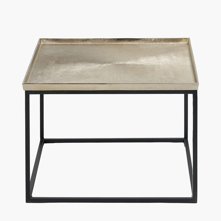 Alonzo Gold & Black Metal Square Coffee Table Furniture 