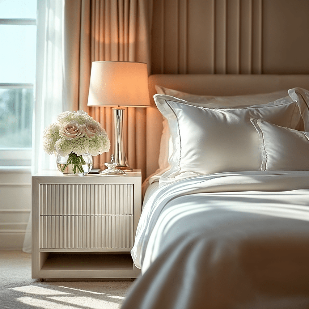Alviana White Ribbed Bedside Table – Rowen Homes