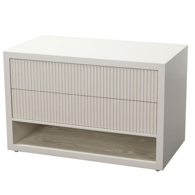 Alviana White Ribbed XL Double Width Bedside Table Furniture 