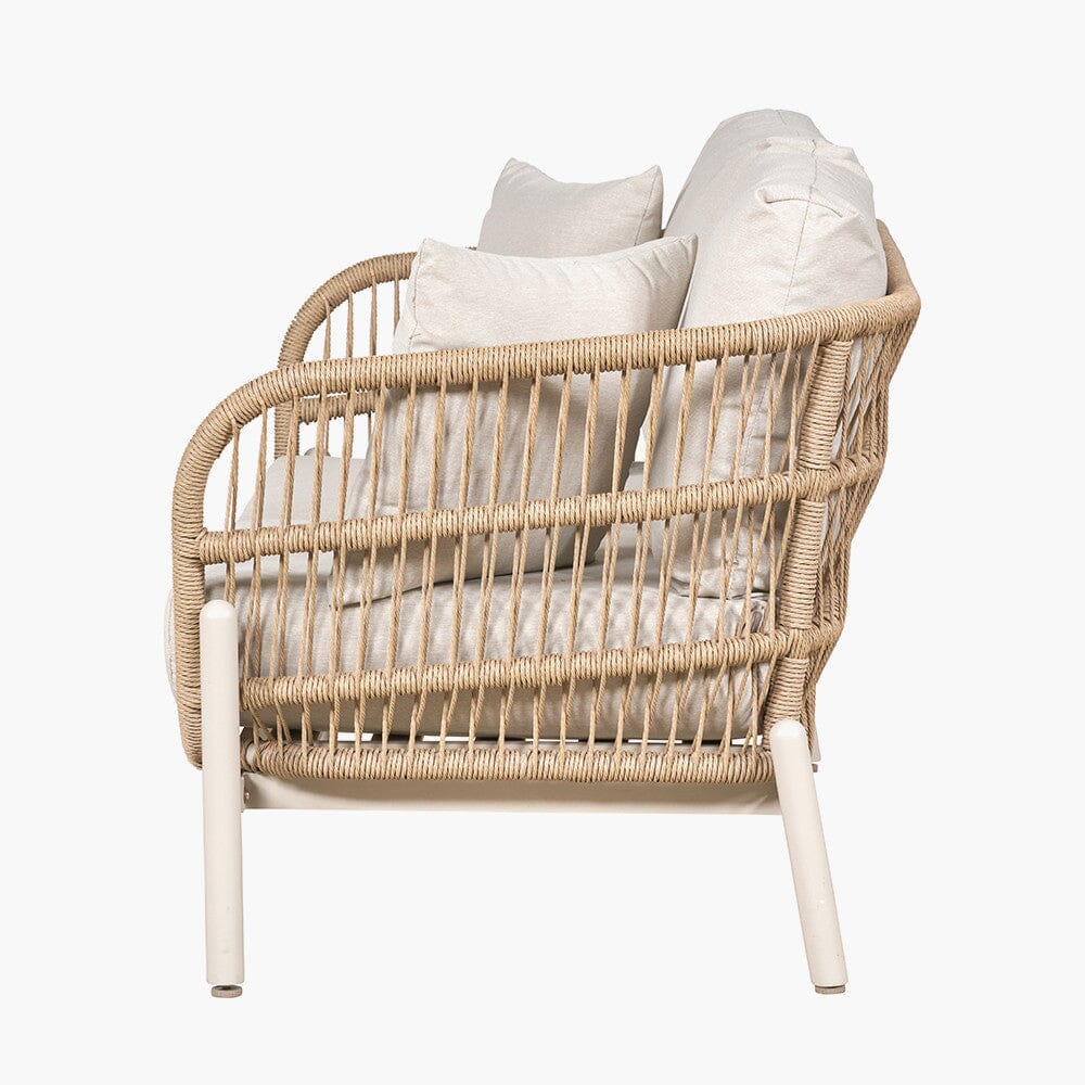 Amalfi Outdoor Cream & Natural Rope Weave 2 Seater Sofa Outdoor 