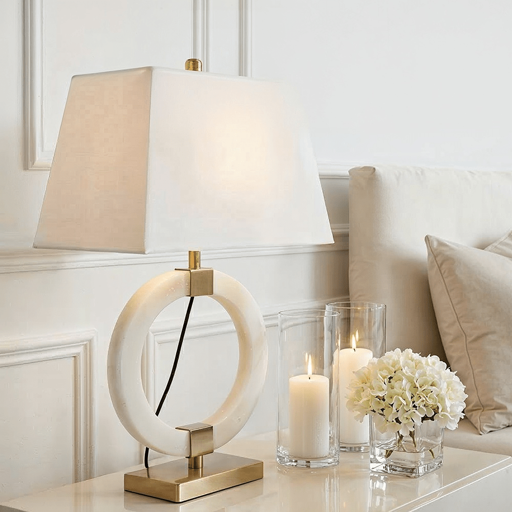 Amaris Marble Circular Lamp with Gold Details Lighting 