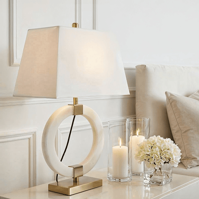 Amaris Marble Circular Lamp with Gold Details Lighting 