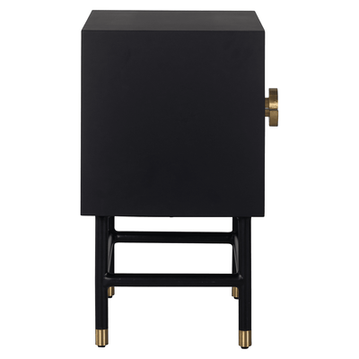 Amera Abstract Monochrome Bone Inlay 2 Drawer Bedside Table Furniture 