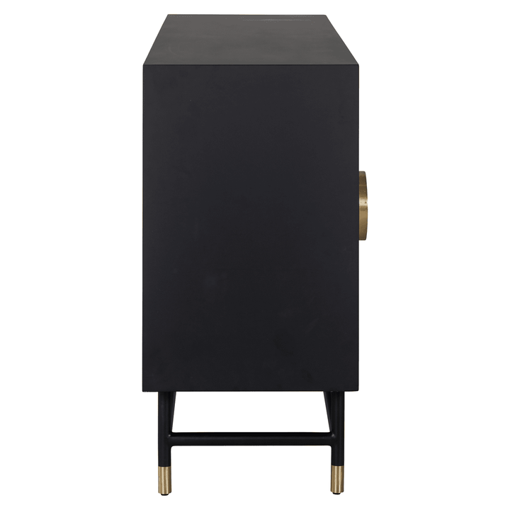 Amera Abstract Monochrome Bone Inlay 4 Door Sideboard Furniture 