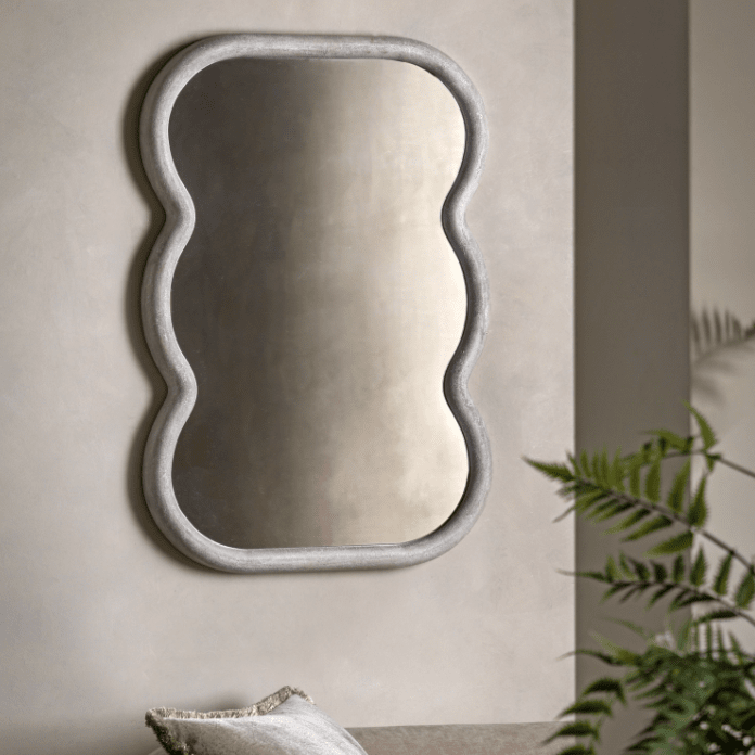 Amina White Concrete Effect Wave Effect Mirror Accessories 