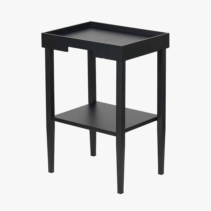 Amiya Black Wood Veneer Square Side Table Furniture 
