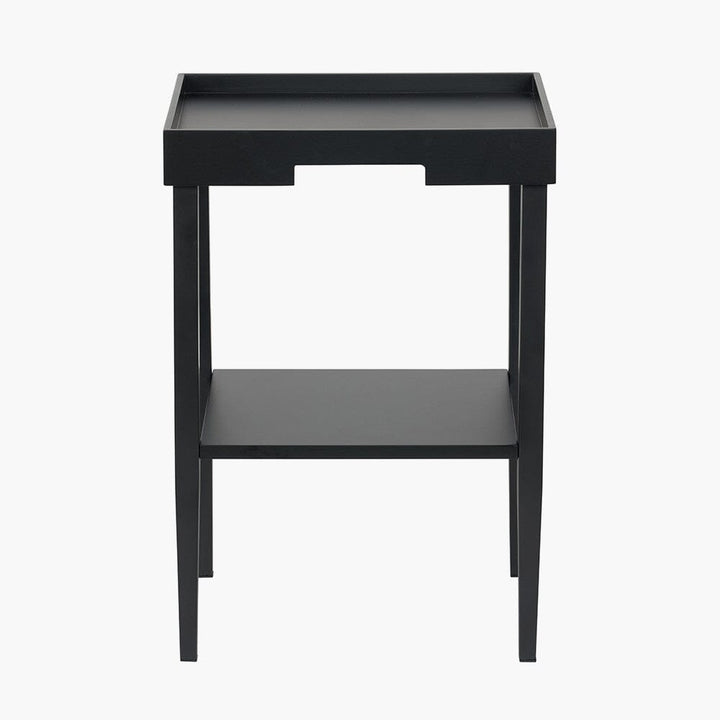 Amiya Black Wood Veneer Square Side Table Furniture 