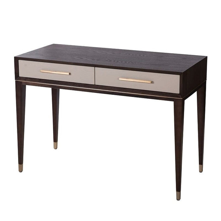 Amora Dark Wood 2 Drawer Dressing Table with Brass Details Furniture 